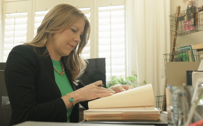 Natalie Gilbert Thomas working on estate plan