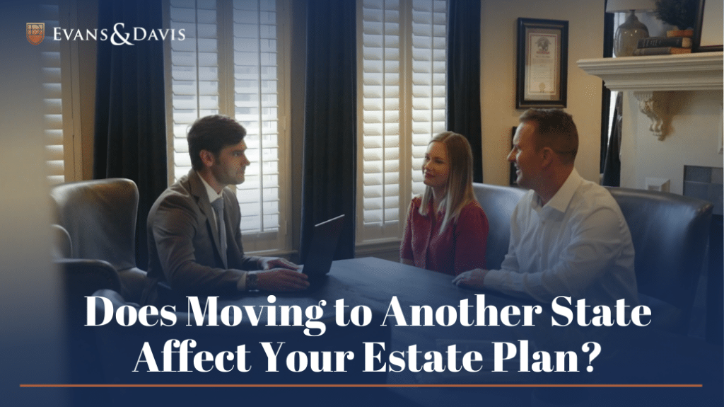 an attorney talking to a couple about their Estate Plan since they are moving to another state