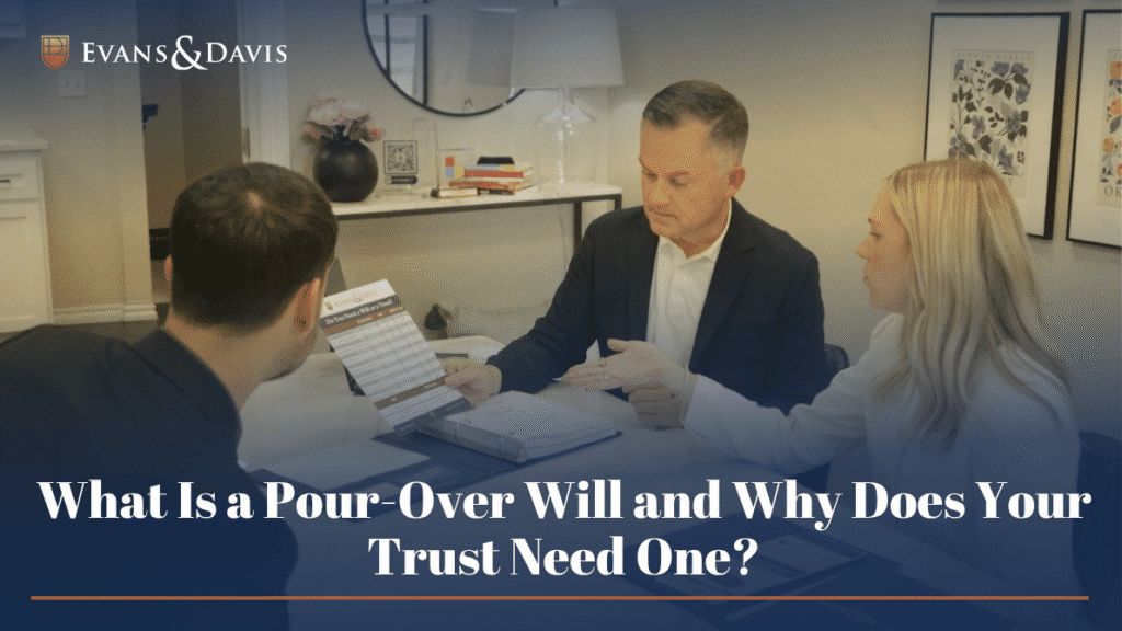 A lawyer talking about pour-over wills with a client