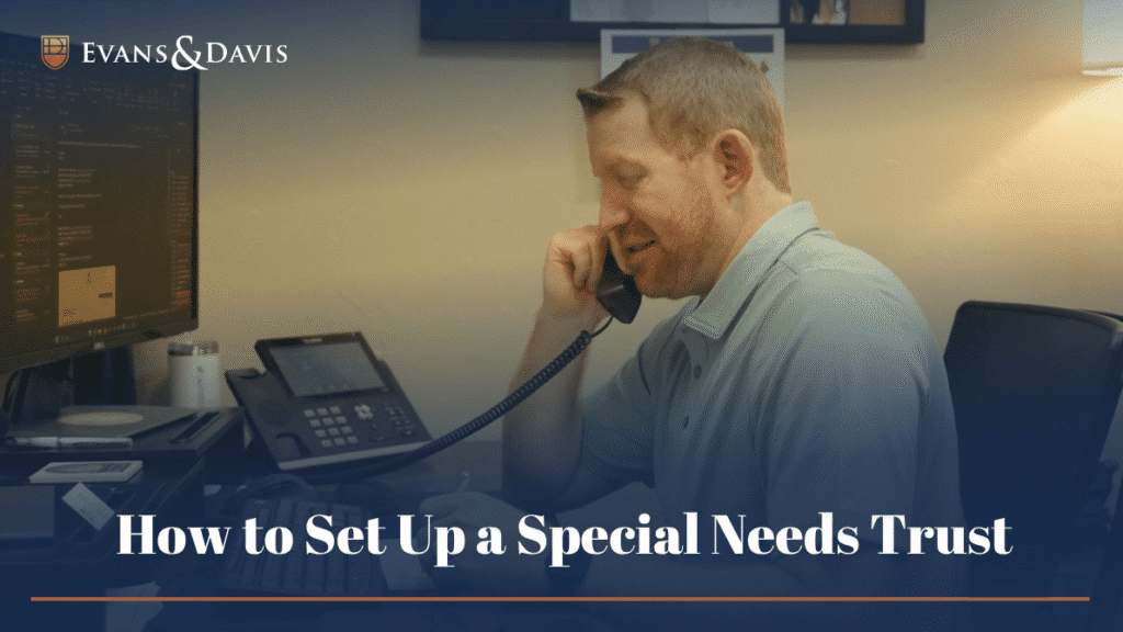 an attorney talking to a client about setting up a special needs trust