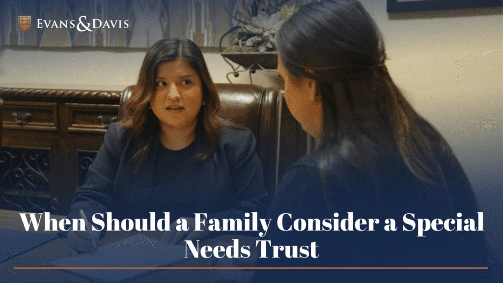 an attorney talking a client through special needs trusts