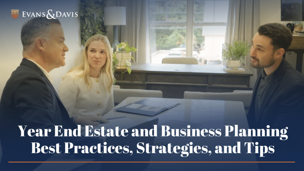 an estate planning attorney talking to a couple about end of year planning